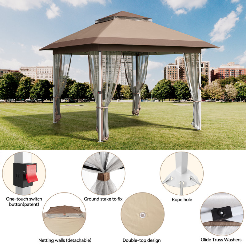 Vault Gazebo, Brown, 9' H x 11' W x 11' D