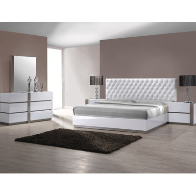 Ensemble de chambre avec lit plateforme 5 pièces Kajal 