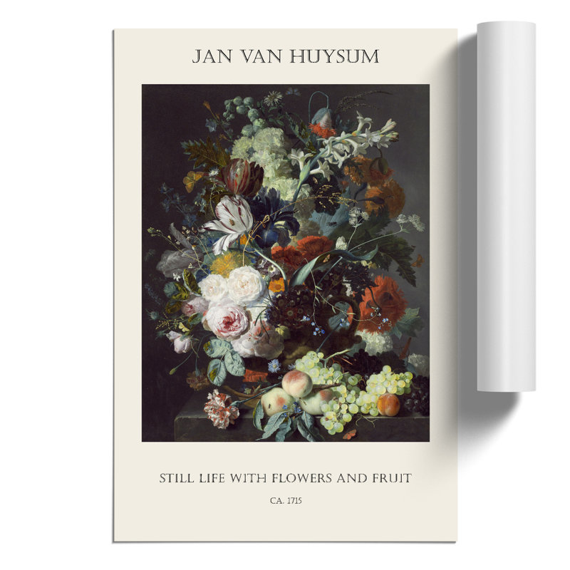 Still Life with Flowers and Fruit Print by Jan van Huysum - Frameless Print, 59cm H x 42cm W x 0.1cm D