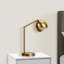 Lighting, H 19 po, lampe de table, métal doré, abat-jour doré, contemporain