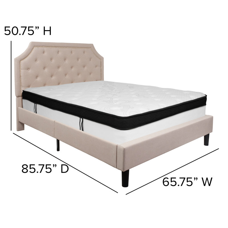 Matelas arqué touffeté et matelas à ressorts ensachés Aluino, Grand, Beige