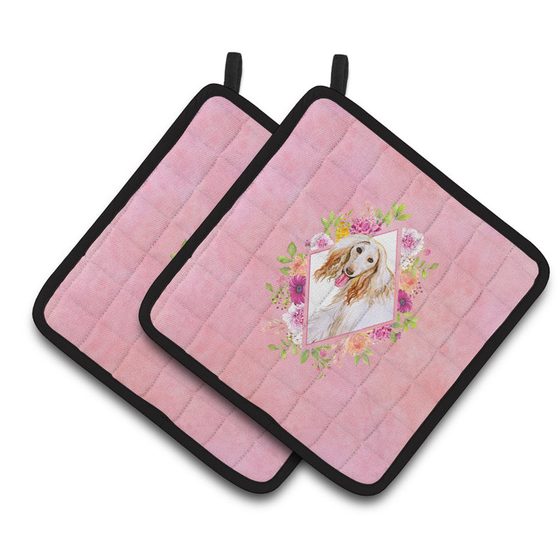 Caroline's Treasures Polyester Potholder Set, Pink, Afghan Hound