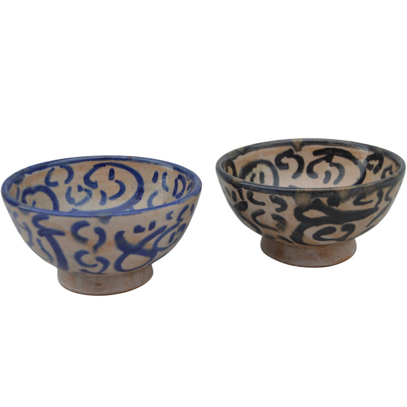 Bol antique en céramique de calligraphie marocaine / noire