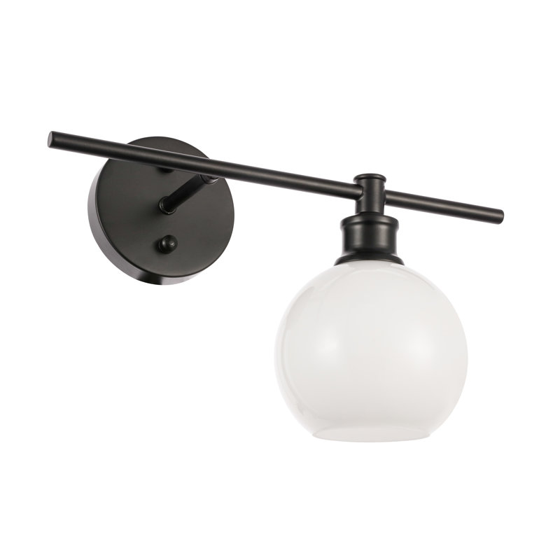 Applique murale de salle de bain 1 lumière Drinkard, Noir, Blanc givré