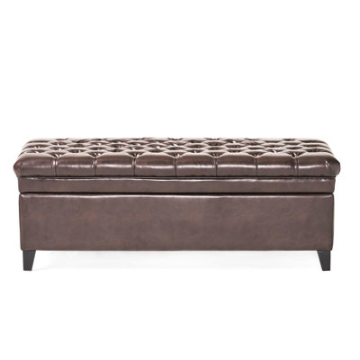 50" Long Faux Leather Upholstered Storage - Hand- Bench With Cover Finish