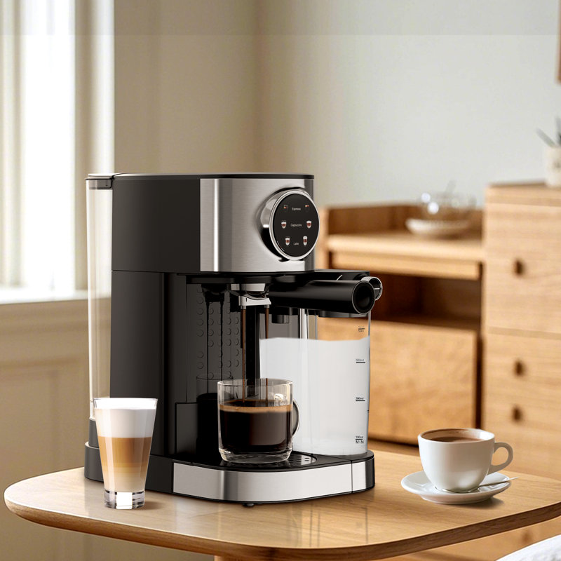 Machine à espresso à deux chaudières Electactic 20Bar, cafetière automatique 3-en-1 pour espresso / cappuccino / café au lait, mousseur à lait intégré, compatible avec les mottes et les dosettes, chauffage en 15 secondes, conception compacte en ac