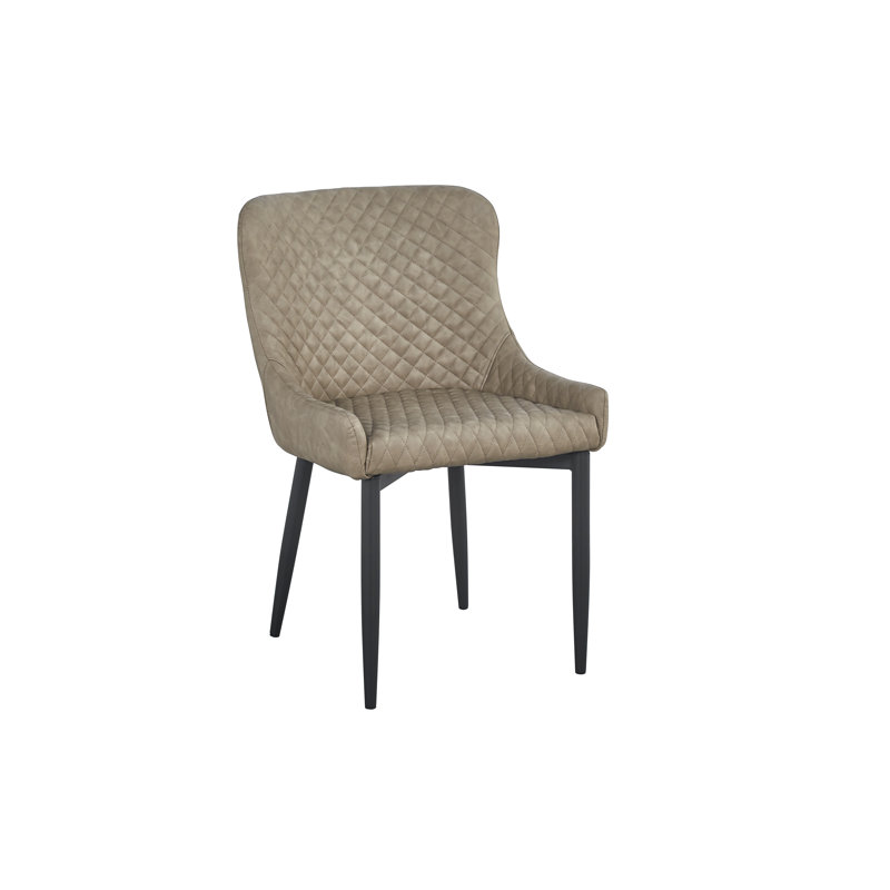 Chaise d'appoint rembourrée capitonnée Breyonia, Polyuréthane gris rétro