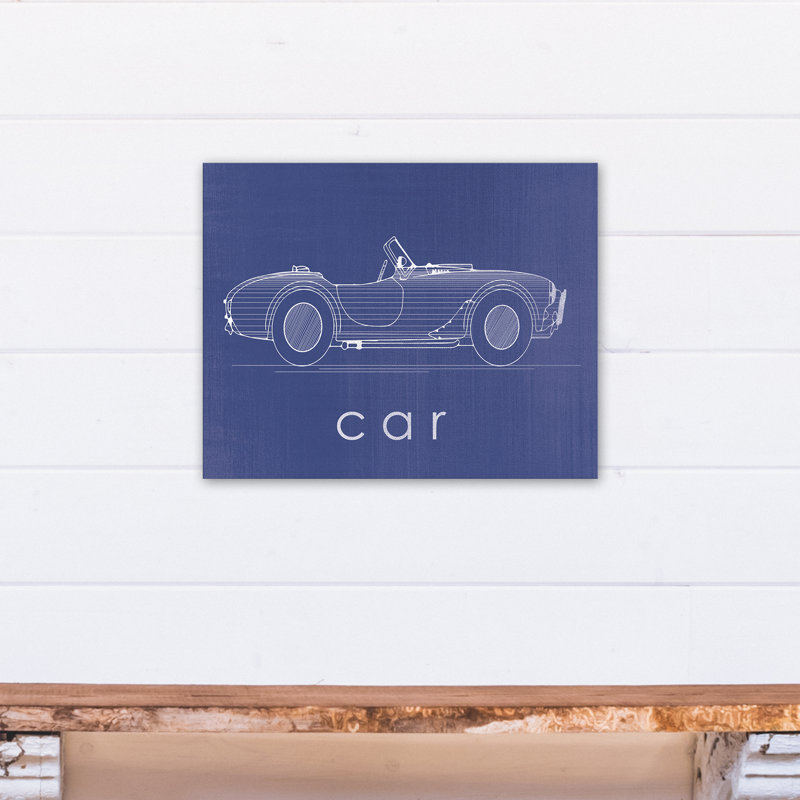 Art sur toile croquis de voiture Flara, H 16 po x l 20 po x P 1,25 po, Bleu
