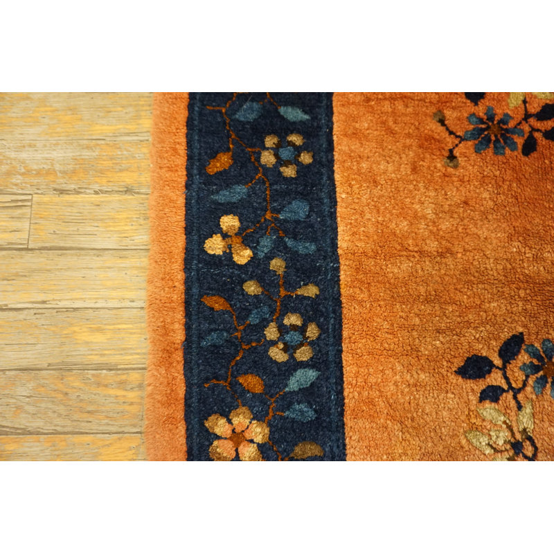 Vintage Floral Design Chinese Peking Wool Pile Scatter Size Area Rug