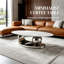 Table basse 51,20 pouces ovale en faux marbre, design moderne avec motif en marbre élégant et base en acier inoxydable argenté pour le salon