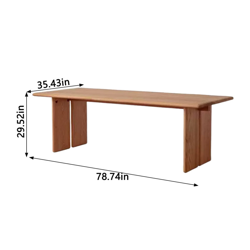 Jerina Ash Solid Wood Dining Table, 35.43" W x 78.74" L