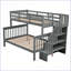 Lit superposé simple au-dessus d'un lit double avec escalier de rangement et amp; Garde-corps gris chambre à coucher-2069223548