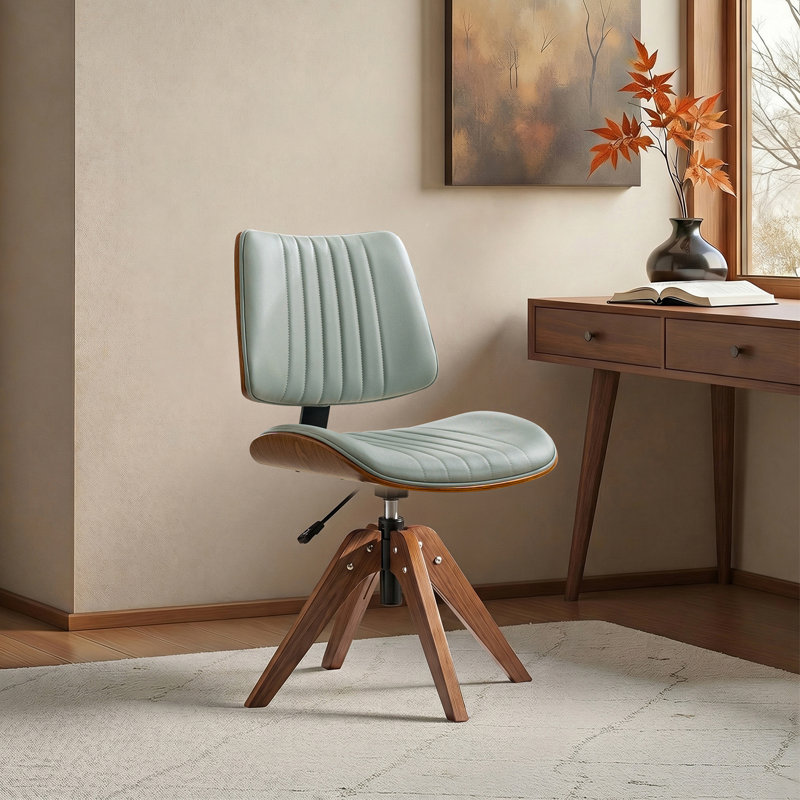 Chaise de bureau pivotante rembourrée Oswina, Sage