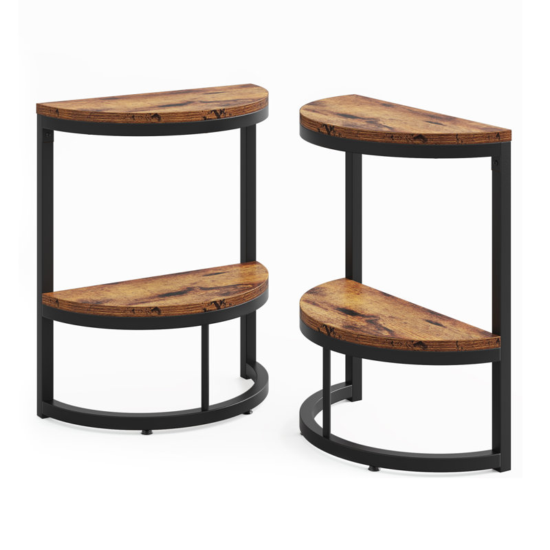 Ensemble de tables de bout avec rangement Adasha, Brun