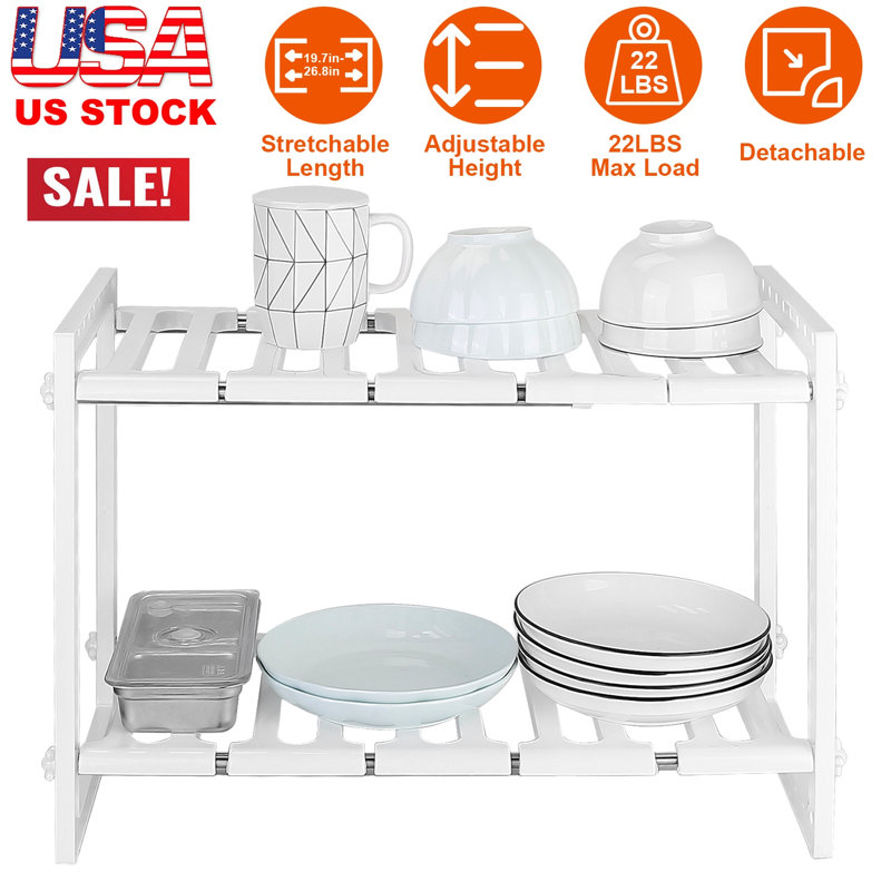 Porte-ustensiles de cuisine rétractable à 2 niveaux avec rangement sous le lavabo