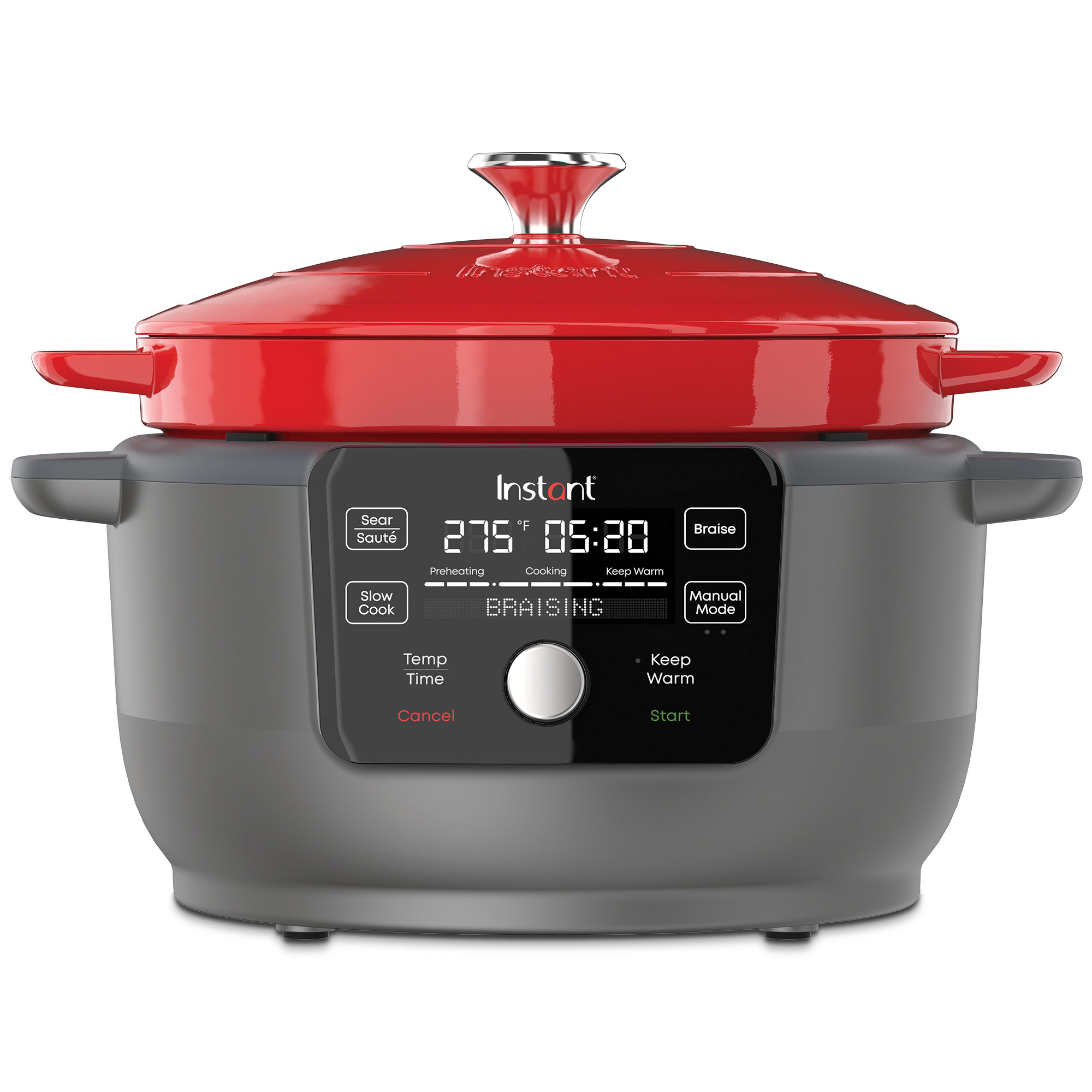 2 Qt. Oval Electric Slow Cooker with Glass Lid (Metallic Red)