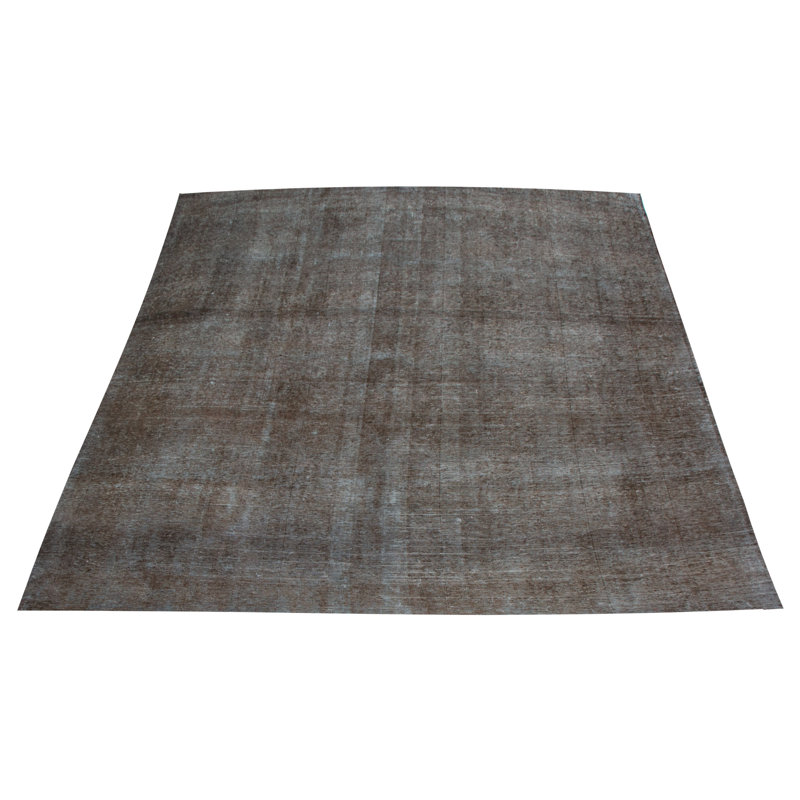 Tapis carré noir en laine noué à la main de conception unique 9 pi 6 po Tripper