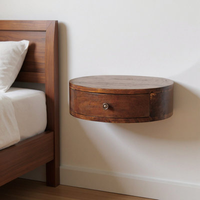  Table de chevet flottante ronde en bois massif 16 po Glenbrook