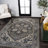 Sarok Ornate Large Medallion Machine-Washable Green/Navy/Cream Rug-1452699014