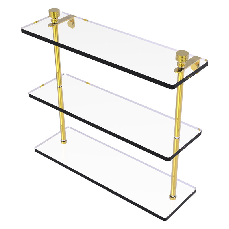 Ballenas 3 Piece Tiered Shelf, Polished Brass, 15" H x 16" W x 5" D