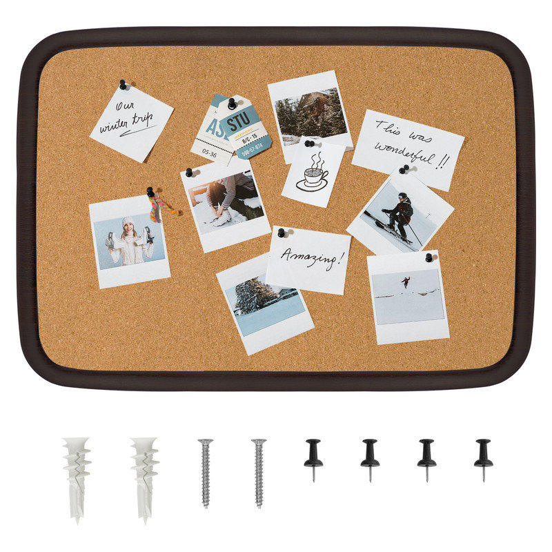 Cork Board with Thumbtacks for Walls with Frame, 39" H x 27" L