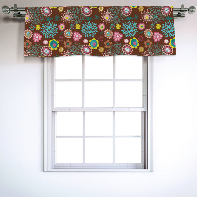 Sateen Floral Ruffled Window Valance