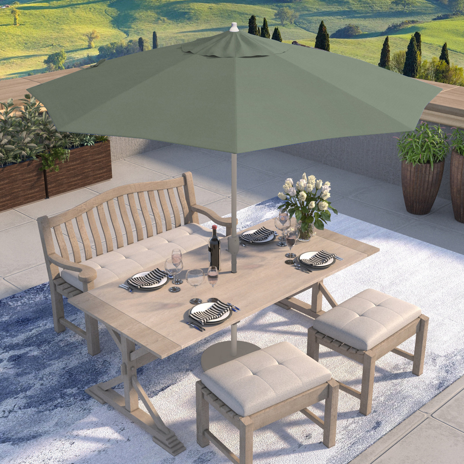 Kenne Sunbrella® Umbrella, 108" W x 108" D, Canvas Spa Sunbrella® Canvas