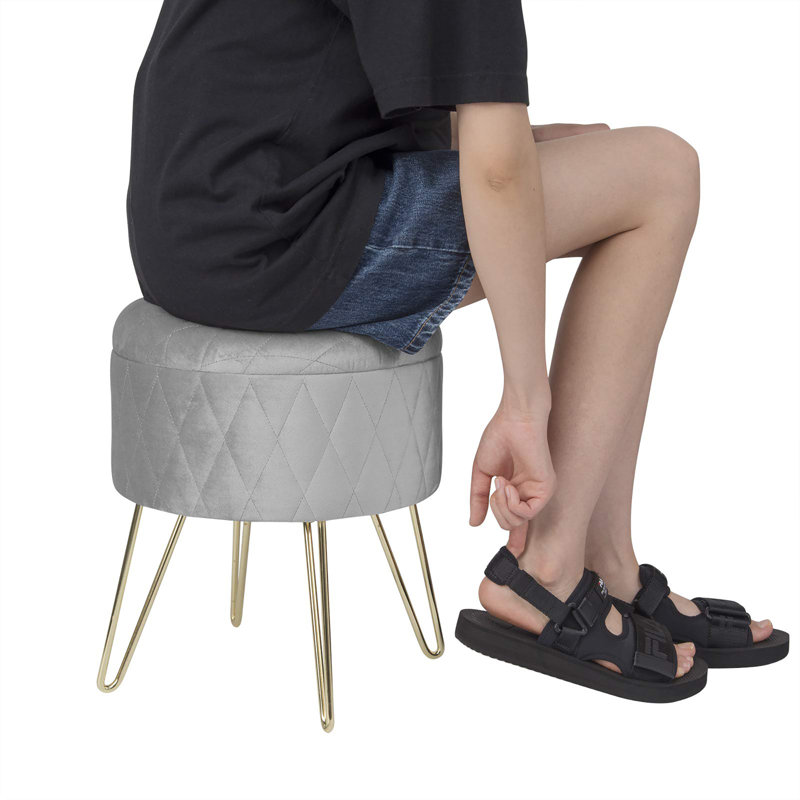 Bergetta Steel Accent Stool, Light Gray