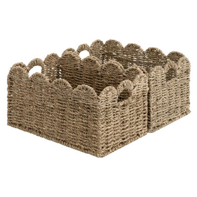 Stackable Seagrass Storage Baskets, Decorative Storage for Bedroom & Living Room