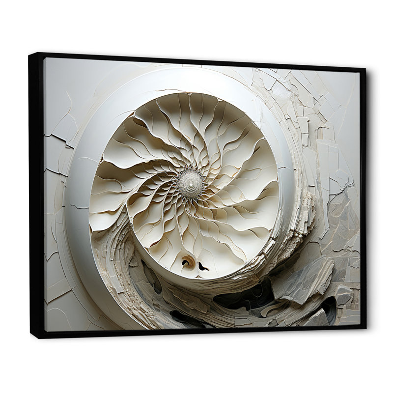 «Abstract Snails Nautilus II», reproduction sur toile, Cadre flottant noir, H 30 po x l 40 po x P 1,5 po