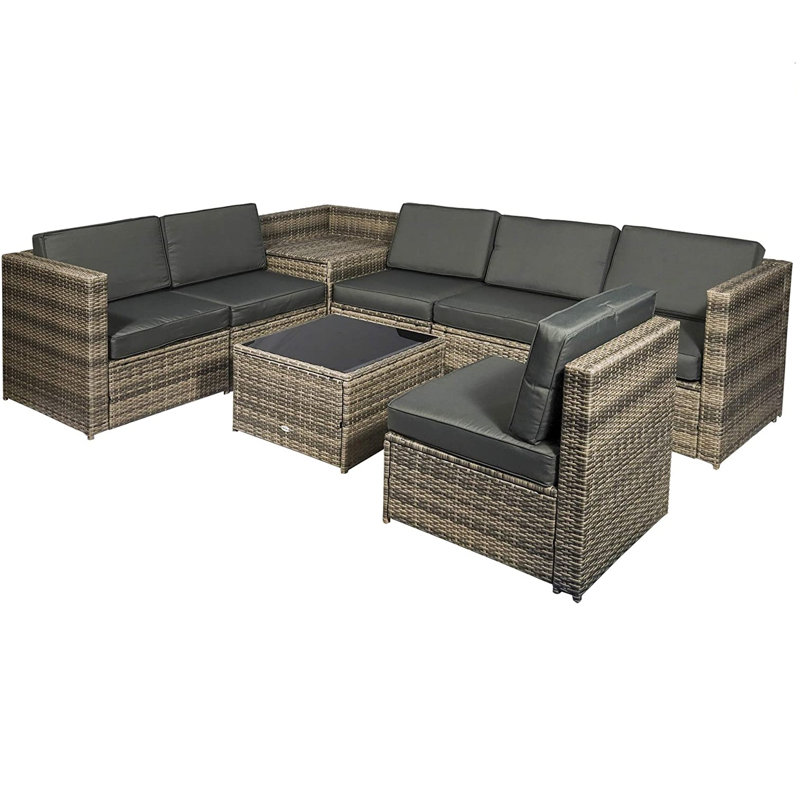 Gennett 6 Seater Rattan Corner Sofa Set