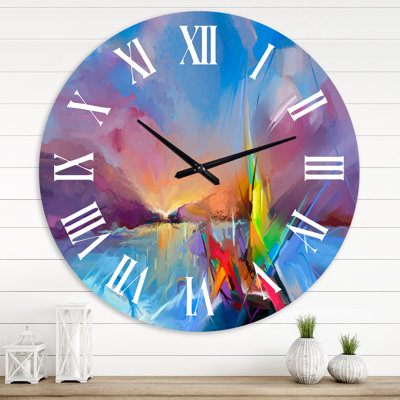 Abstrait coloré paysage marin X - horloge murale moderne
