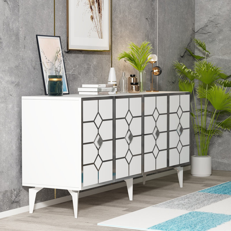 Minghui 150cm Console Table,  White/Silver