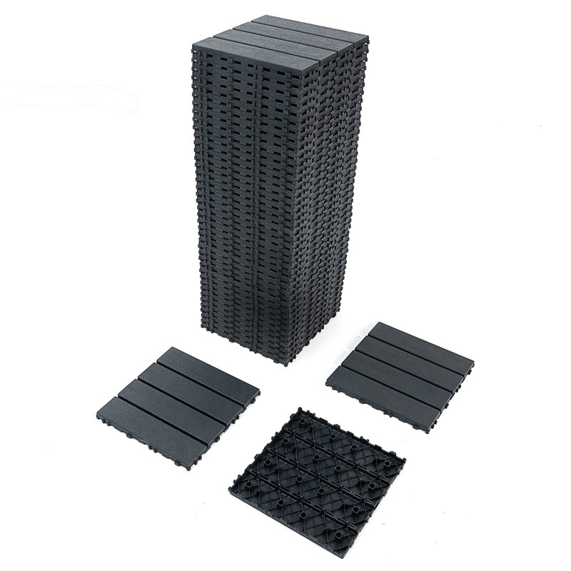 Plastic Interlocking Deck Tiles, Gray