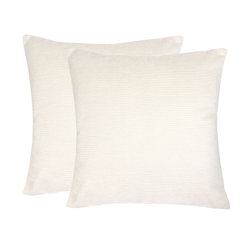  Indoor/Outdoor Square Polyester Pillow Cover & Insert, Ivory
