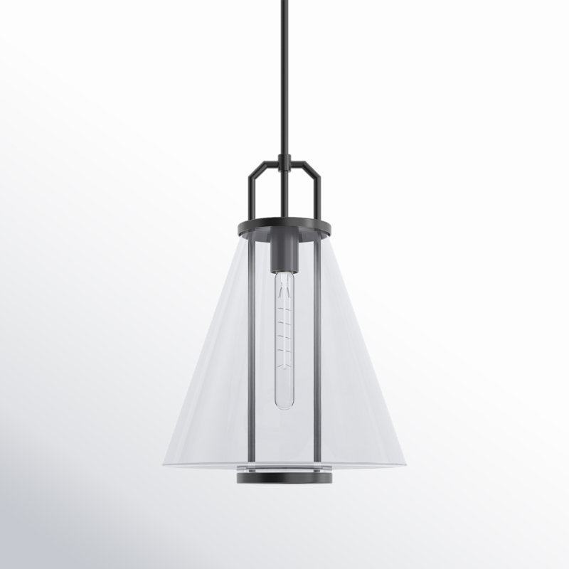 Luminaire suspendu à cône unique Bénéfice, Noir, H 18 po x l 13,25 po x P 13,25 po