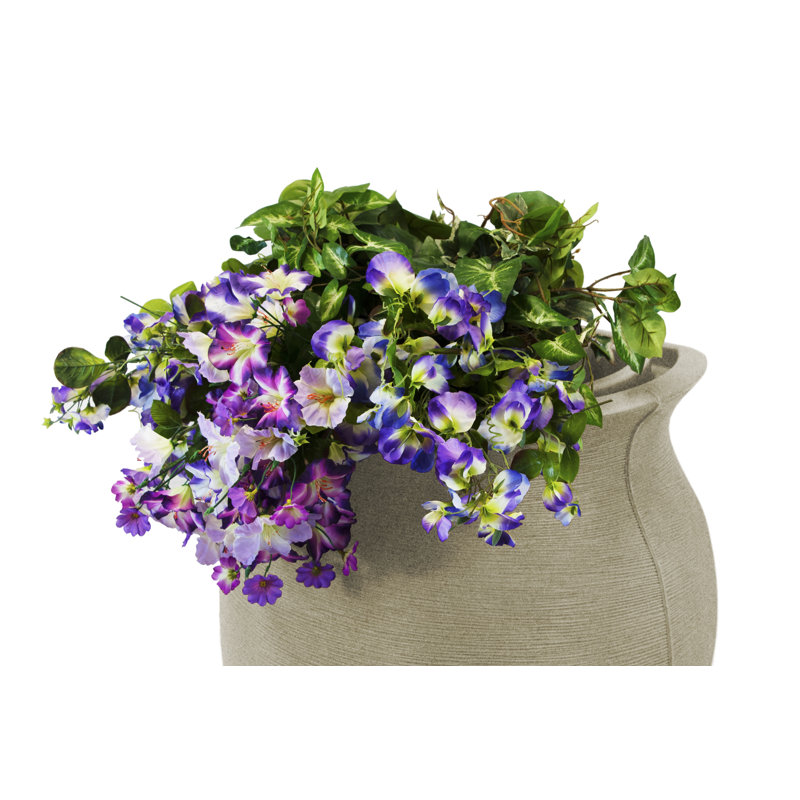 Sandstone Plastic Rain Barrel with Planter Top