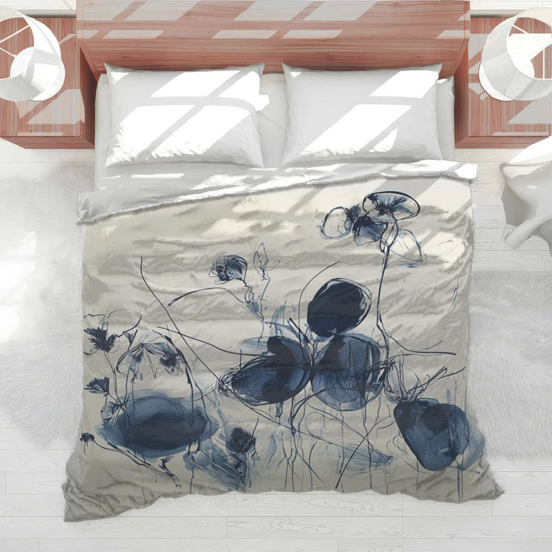 Floral Bedding Abstract Comforter Minimalist, Twin Extra Long