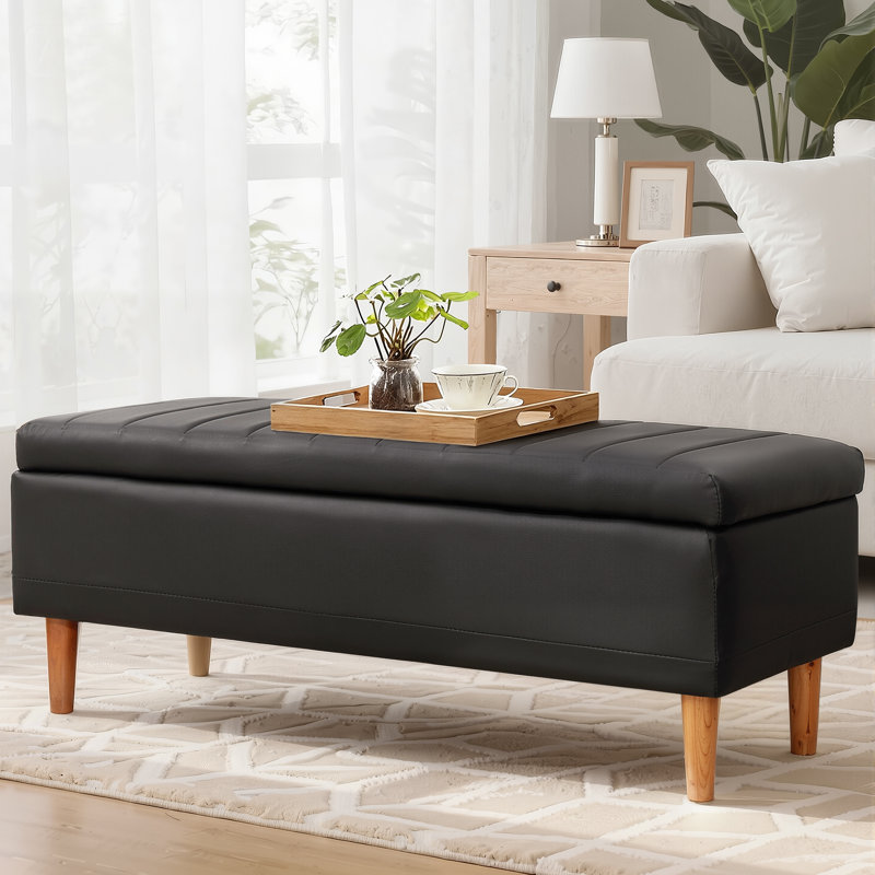 Banc de rangement avec assise en similicuir et repose-pieds avec repose-pieds pour la chambre à coucher, le vestibule ou le salon