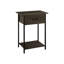Table à 2 niveaux avec rangement - Stratifié chêne foncé et tablette en métal noir de 24 po de hauteur-502393323