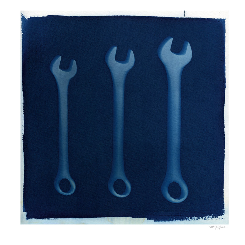 " Cyanotype Tools XV " by Nancy Green Painting Print, 12" H x 12" W  