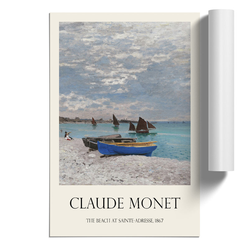 The Beach at Sainte Adresse Print by Claude Monet - Frameless Print, 42cm H x 30cm W x 0.1cm D
