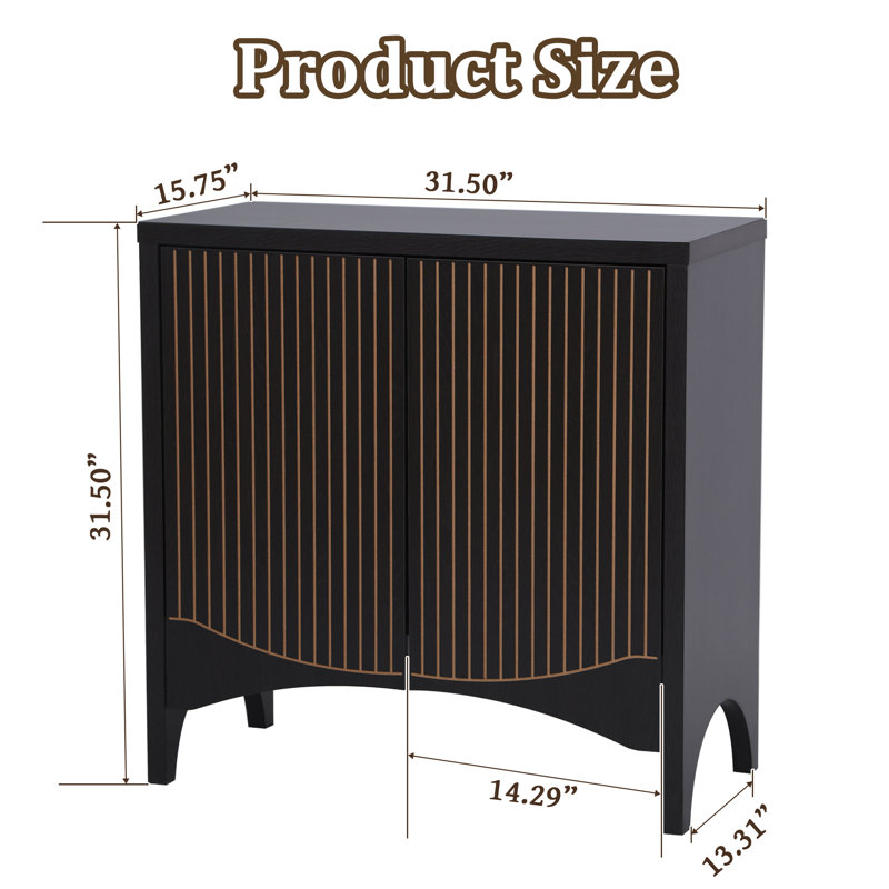Alberty Fluted 2-Door Accent Cabinet, Black