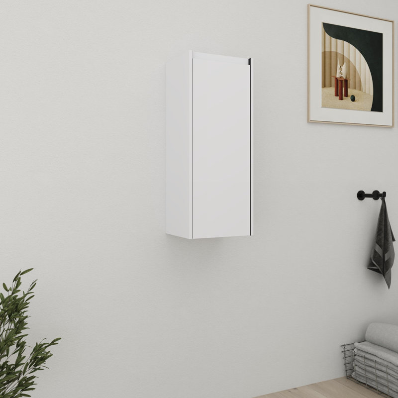 12'' Single Bathroom Storage With Soft Close Door, White