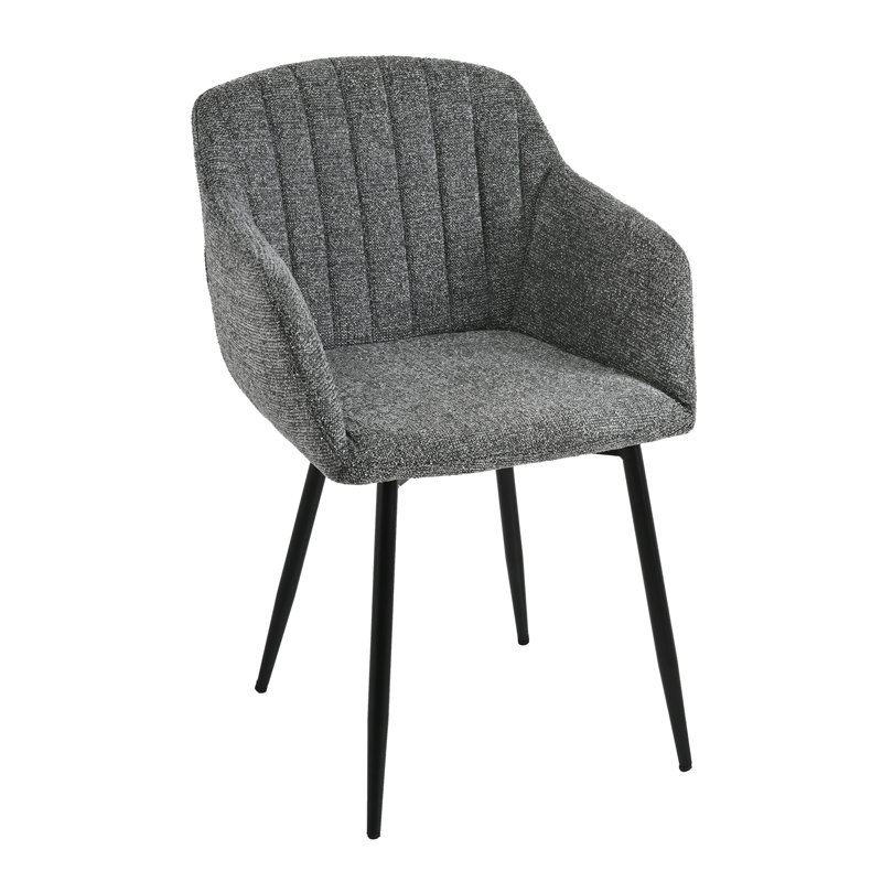 Ohio Modern Upholstered Dining Chairs with Metal Legs, 2, Grey Chenille