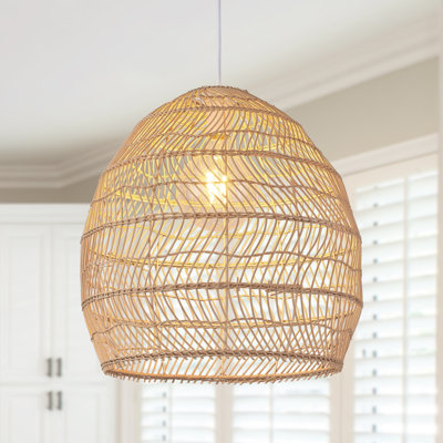 17 Inch 1-Light Natural Rattan Pendant Light