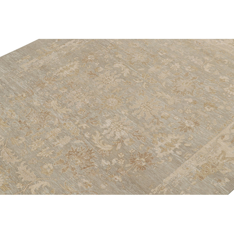 Oushak Handmade Oushak Silk Floral Area Rug, Rectangle 5' x 8'