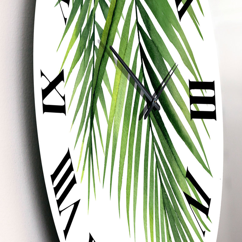 Détail des branches de palmier tropicales - horloge murale tropicale, Moyen