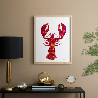 Reproduction encadrée de homard - bois massif