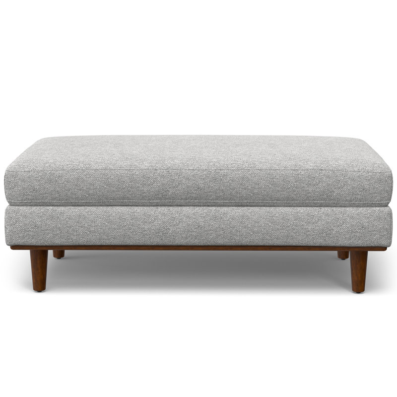 Morrison 49" Mist Grey Woven-Blend Fabric Ottoman